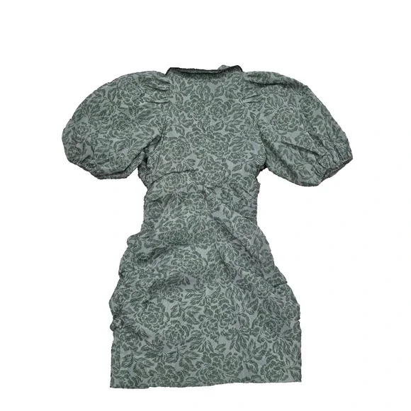 GANNI Organza Mini Dress Size 36 Myrtle Jacquard Balloon coquette fairy A004055 - Picture 13 of 13